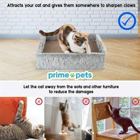 img 3 attached to 🐱 PrimePets 2 in 1 Cat Scratcher Lounge: Removable Cardboard, Reversible Scratching Pad, Cat Box Bed | Corrugated Board, Catnip Included