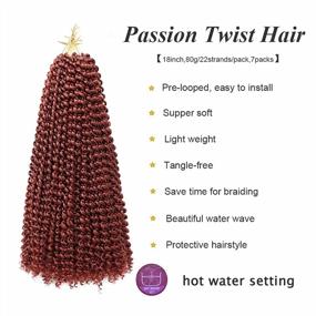 img 2 attached to 7 Packs 350# 18 Inch Water Wave Synthetic Braids For Passion Twist Crochet Hair Extensions - Goddess Locs Bohemian Curl