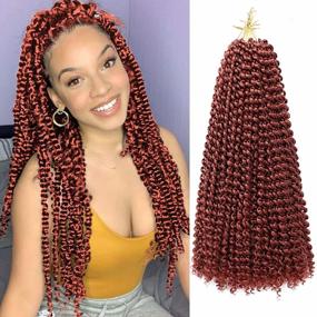 img 4 attached to 7 Packs 350# 18 Inch Water Wave Synthetic Braids For Passion Twist Crochet Hair Extensions - Goddess Locs Bohemian Curl