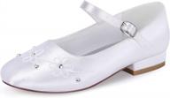 comfortable dyeable satin communion shoes for flower girls - erijunor white children's shoes with lovely floral design logo