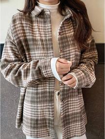 img 1 attached to Women'S Wool Blend Plaid Flannel Shirt Jacket Coat Long Sleeve Casual Shacket