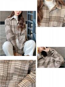 img 3 attached to Women'S Wool Blend Plaid Flannel Shirt Jacket Coat Long Sleeve Casual Shacket