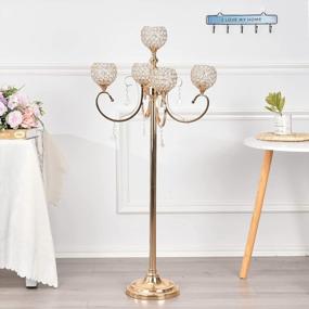 img 3 attached to Add Glamour To Your Event With The VINCIGANT Gold Floor Candelabra Centerpiece - 47.25 Inches Tall With 5 Candles