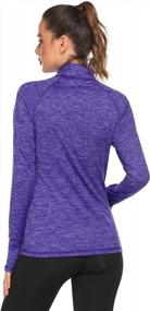 img 3 attached to Women'S Long Sleeve UPF 50+ Athletic Yoga T-Shirt Thumb Hole Workout Quarter Zip Pullover Running Jacket XS-XXL By ELESOL