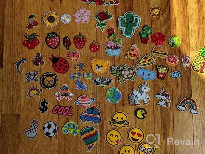 img 1 attached to Assorted Embroidered Iron-On Patches - 60 Pieces For DIY Accessories, Sewing Appliques For Jackets, Hats, Backpacks, Jeans, And More review by Carmen Rosario