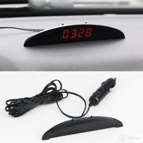 img 1 attached to Car Digital LED Electronic LCD Clock Indoor Outdoor Thermometer Voltmeter 12V 3In1 Voltmeter Thermometer Calendar Digital LED Alarm Car Electronic Clock