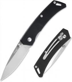 img 4 attached to Compact And Durable Pocket Knife With Belt Clip For Camping And Everyday Use - 2.7In Blade, Non-Skid G-10 Handle And 8Cr13MoV Stainless Steel Construction - Perfect Gift For Men