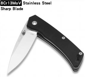 img 1 attached to Compact And Durable Pocket Knife With Belt Clip For Camping And Everyday Use - 2.7In Blade, Non-Skid G-10 Handle And 8Cr13MoV Stainless Steel Construction - Perfect Gift For Men
