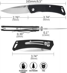 img 2 attached to Compact And Durable Pocket Knife With Belt Clip For Camping And Everyday Use - 2.7In Blade, Non-Skid G-10 Handle And 8Cr13MoV Stainless Steel Construction - Perfect Gift For Men