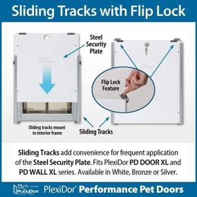 img 1 attached to 🚪 Medium White PlexiDor Performance Pet Doors Sliding Tracks Accessory | Flip Lock Compatible with Pet Door Security Plate