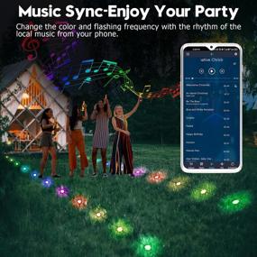 img 2 attached to Solar Ground Lights 42Ft RGB, USB Charging Waterproof Pathway Garden Walkway Lights With App Control & Remote, Music Sync Timing Dimmable Outdoor Yard Lighting