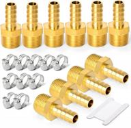 gasher 10 piece air hose fittings set with hose barb and pipe adapter - 3/8" barb x 3/8" mnpt - includes 10 hose clamps логотип