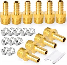 img 4 attached to GASHER 10 Piece Air Hose Fittings Set With Hose Barb And Pipe Adapter - 3/8" Barb X 3/8" MNPT - Includes 10 Hose Clamps