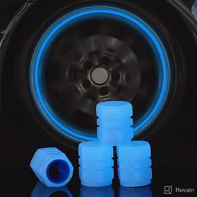 img 3 attached to Glow in The Dark Tire Valve Stem Caps - Set of 8 Fluorescent Auto Air Caps for Cars, SUVs, Motorcycles, and Bicycles - Universal Car Accessories