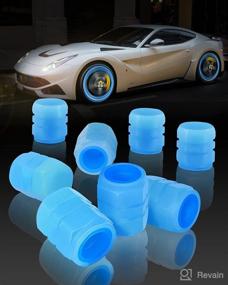 img 4 attached to Glow in The Dark Tire Valve Stem Caps - Set of 8 Fluorescent Auto Air Caps for Cars, SUVs, Motorcycles, and Bicycles - Universal Car Accessories