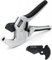 delixi ratchet pvc pipe cutter with blade for precision cutting of pvc, pex, ppr, hoses, and plumbing pipes - 1-5/8"(42mm) capacity logo