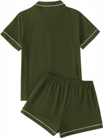 img 3 attached to Набор женской пижамы "LYANER" с принтом сердечек: рубашка с короткими рукавами на пуговицах и шорты для сна