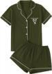 lyaner women's pajamas set heart print button short sleeve shirt with shorts sleepwear pjs set logo