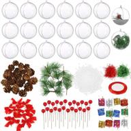 auihiay 20 pack 80mm christmas clear ornaments ball and various accessories for diy christmas tree balls baubles holiday wedding party home decorations logo