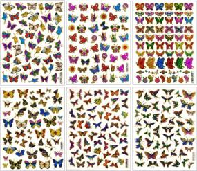img 4 attached to 🦋 Butterfly003: Glitter Gold Metallic Foil Reflective Craft Stickers - 6 Unique Sheets for Scrapbooking, Cards, and Albums
