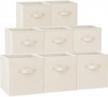 organize your home with 11-inch beige storage cubes: set of 8 fabric collapsible bins with dual handles! logo