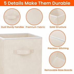 img 2 attached to Organize Your Home With 11-Inch Beige Storage Cubes: Set Of 8 Fabric Collapsible Bins With Dual Handles!