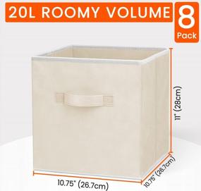 img 3 attached to Organize Your Home With 11-Inch Beige Storage Cubes: Set Of 8 Fabric Collapsible Bins With Dual Handles!