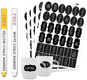 img 4 attached to Reusable Chalkboard Stickers For Jars, Containers, And Canisters - Pack Of 180 Premium Pantry And Storage Labels With 2 Erasable Chalk Markers (White/Yellow)