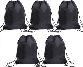 img 4 attached to Drawstring Bags Bulk For Kids, Large Nylon Gym String Gift Backpack For Tie-Dye