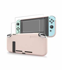 img 4 attached to Tomtoc Nintendo Switch Protective Case Bundle - Liquid Silicone Grip Cover With Shock-Absorption, Detachable Joy-Con Support, 2 Screen Protectors, And Switch Stand