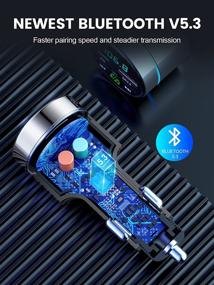 img 1 attached to 🚗 RIWUSI All-Metal FM Transmitter for Car Bluetooth 5.3 - PD 20W & QC3.0 18W Fast Car Charger - Wireless FM Radio Car Kit Bluetooth Car Adapter - Noise Cancelling Hands-Free Call - Hi-Fi Music - Blue Light