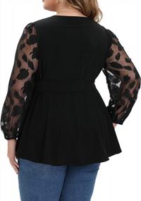 img 3 attached to Stylish And Comfortable: Uoohal'S Plus Size Mesh Tops With Self-Tie And Long Sleeves For Casual To Dressy Occasions