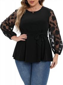 img 1 attached to Stylish And Comfortable: Uoohal'S Plus Size Mesh Tops With Self-Tie And Long Sleeves For Casual To Dressy Occasions