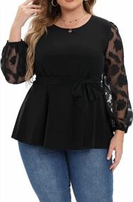 img 4 attached to Stylish And Comfortable: Uoohal'S Plus Size Mesh Tops With Self-Tie And Long Sleeves For Casual To Dressy Occasions