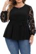 stylish and comfortable: uoohal's plus size mesh tops with self-tie and long sleeves for casual to dressy occasions logo