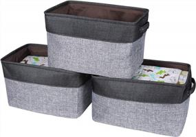 img 4 attached to Set Of 3 HOKEMP Large Fabric Storage Bins - 14.9 X 10.2 X 7.8 Inches, Collapsible And Foldable With Handles For Closet, Toys, Towels, Or Laundry Organization - Black