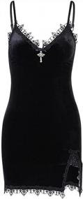 img 4 attached to Lace Mini Sleeveless Dress Black Lace Draped Bodycon Gothic Summer Dress Gothic Vintage Goth Dresses