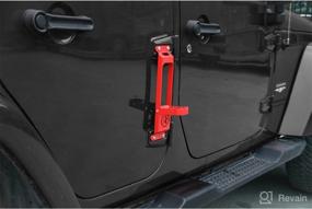 img 1 attached to 🔑 Red Folding Door Hinge Step Foot Peg Pedal - Easy Rooftop Access for Jeep Wrangler JK JKU JL JLU (2 Pack, 2007-2018)