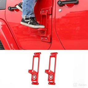 img 4 attached to 🔑 Red Folding Door Hinge Step Foot Peg Pedal - Easy Rooftop Access for Jeep Wrangler JK JKU JL JLU (2 Pack, 2007-2018)