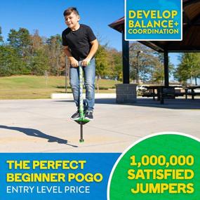 img 2 attached to Beginner'S Pogo Stick For Kids Ages 6+, 40 To 80 Pounds - Flybar Foam Jolt For Improved Bounce