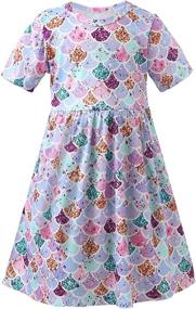 img 4 attached to YIRONGWANG Casual Sleeve Floral Printed Girls' Clothing : Dresses