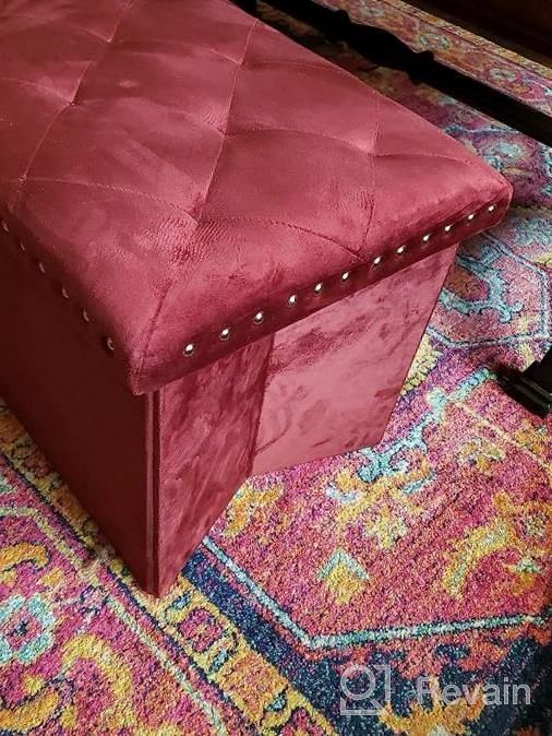 img 1 attached to Large Velvet Storage Ottoman Bench: Folding Tufted Ottomans With Extra 140L Toy Chest Storage Boxes, 43-Inch Luxury Footrest Bench For Bedroom - Light Purple review by Renee Patterson