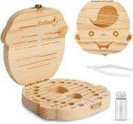 👶 wooden baby tooth keepsake box with tweezers and lanugo bottle - organize and preserve childhood memories (boy) logo
