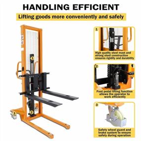 img 3 attached to POLLOLIFT 1100Lbs Manual Forklift Stacker 63" Lift Height Adjustable Forks