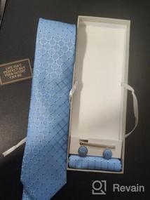 img 7 attached to Men'S Plaid Silk Tie, Pocket Square, Cufflinks & Tie Clip Set - DiBanGu Wedding Business