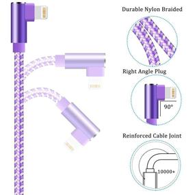 img 2 attached to 📱 Purple 10FT iPhone Charger, 3 Pack 10 Foot Lightning to USB Charging Cable with 90 Degree Braided Apple Charger Cord - Compatible with iPhone 13/12/11 Pro/11/XS MAX/XR/8/7/6s/6/plus, iPad Pro/Air/Mini