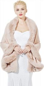 img 4 attached to Faux Fur Shawl Wrap Stole Shrug With Hook For Bridal Winter Weddings By BEAUTELICATE