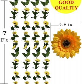 img 3 attached to 4 Pcs Artificial Sunflower Garland Decorative Vines Home Décor - Fake Greenery Hanging Plant For Wedding Thanksgiving Party Garden Wall Craft Art