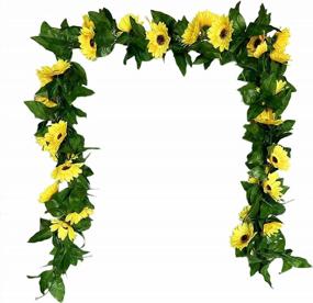 img 4 attached to 4 Pcs Artificial Sunflower Garland Decorative Vines Home Décor - Fake Greenery Hanging Plant For Wedding Thanksgiving Party Garden Wall Craft Art