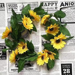 img 1 attached to 4 Pcs Artificial Sunflower Garland Decorative Vines Home Décor - Fake Greenery Hanging Plant For Wedding Thanksgiving Party Garden Wall Craft Art